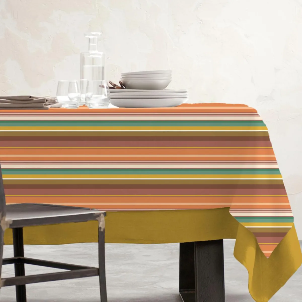 EMINZA Nappe rectangulaire coton enduit (150 x 350 cm) Ajaccio Multicolore Sale