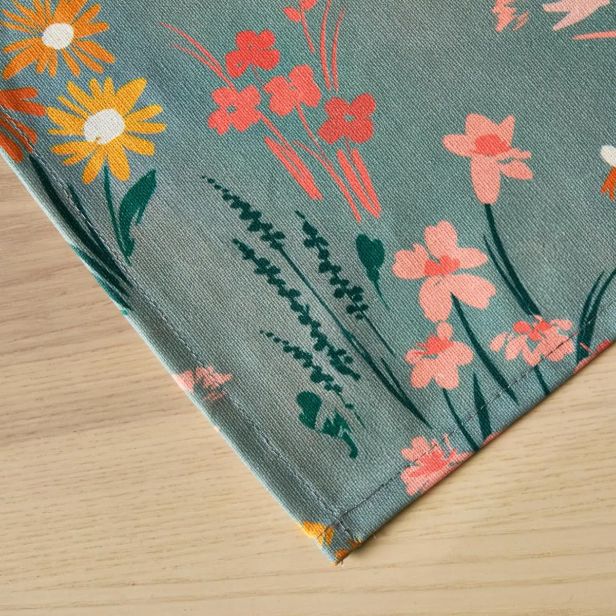 EMINZA Nappe rectangulaire coton enduit (150 x 350 cm) Juliette Vert Eucalyptus New