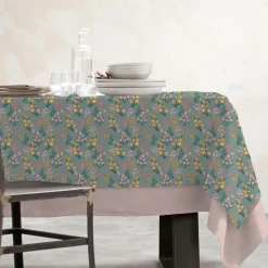 EMINZA Nappe rectangulaire coton enduit (150 x 350 cm) Juliette Vert Eucalyptus New