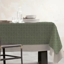 EMINZA Nappe rectangulaire coton enduit (150 x 350 cm) Paolo e Vert New