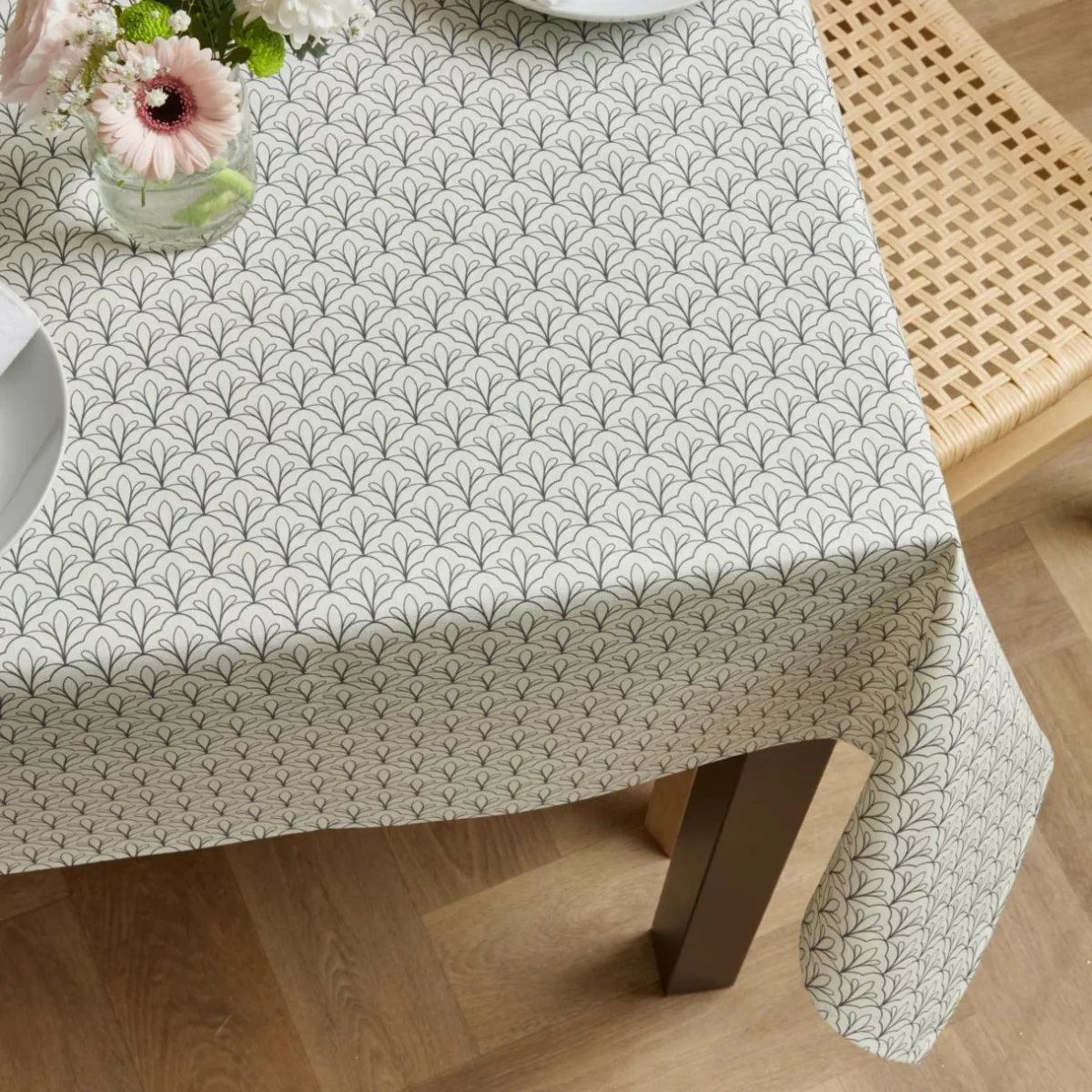 EMINZA Nappe rectangulaire coton enduit (150 x 350 cm) Clara e Gris New