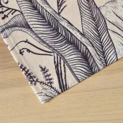EMINZA Nappe rectangulaire coton enduit (150 x 350 cm) Colibri e Gris