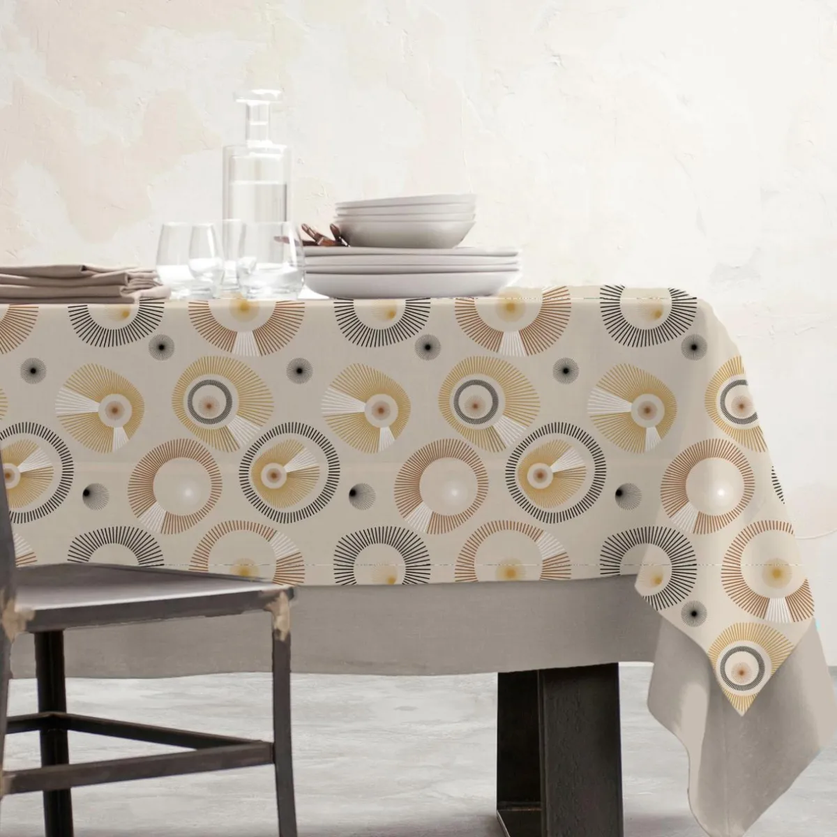 EMINZA Nappe rectangulaire coton enduit (150 x 350 cm) Manhattan Beige Online