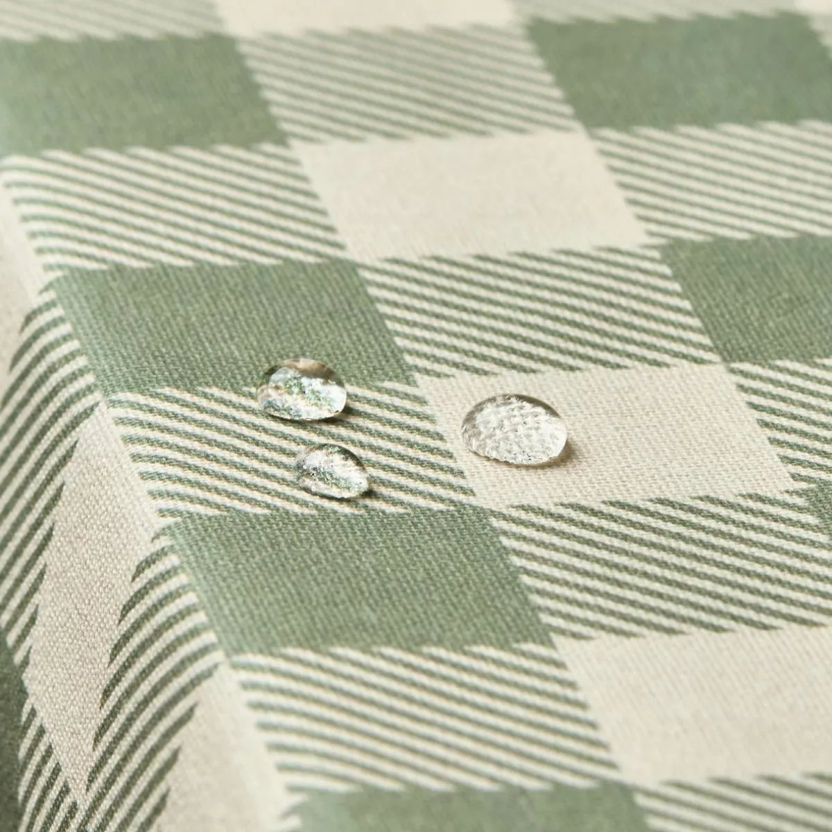 EMINZA Nappe rectangulaire coton enduit (150 x 350 cm) Vichy Vert sauge Outlet