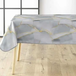 douceur d'intu017drieur Nappe rectangulaire enduite PVC (140 x 240 cm) Marbrelle e Gris Sale