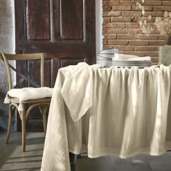EMINZA Nappe rectangulaire gaze de coton (150 x 350 cm) Gaïa pampa Beige Best