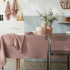 EMINZA Nappe rectangulaire gaze de coton (150 x 250 cm) Gaïa vichy Terracotta Sale