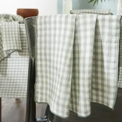 EMINZA Nappe rectangulaire gaze de coton (150 x 250 cm) Gaïa vichy Vert Eucalyptus Hot
