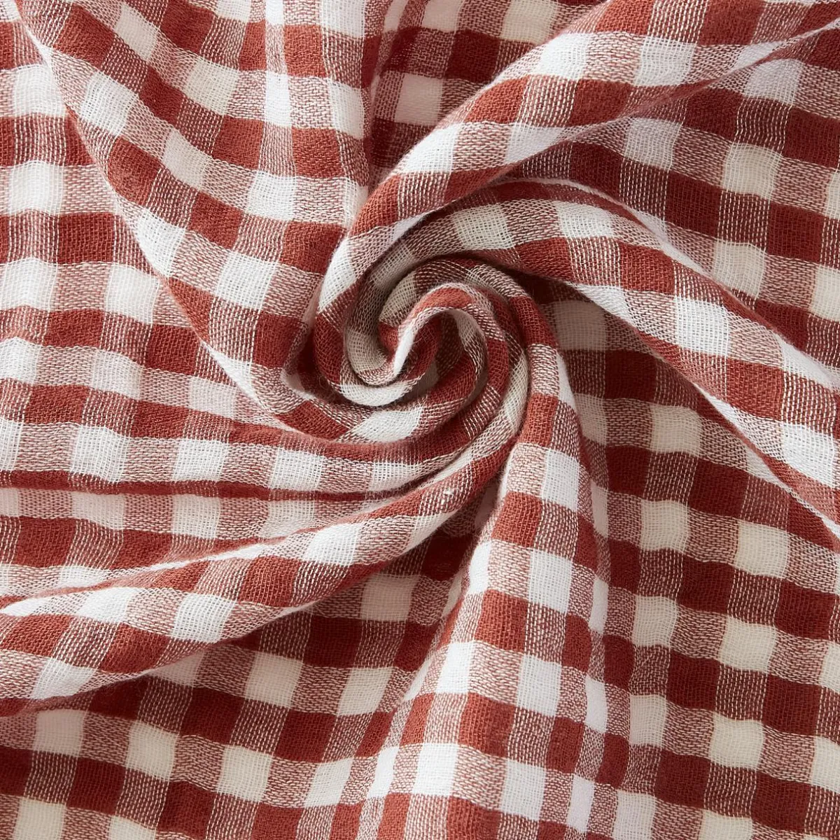 EMINZA Nappe rectangulaire gaze de coton (150 x 350 cm) Gaïa vichy Terracotta New