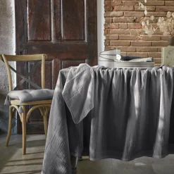 EMINZA Nappe rectangulaire gaze de coton (150 x 250 cm) Gaïa Gris granit Gris foncé Clearance