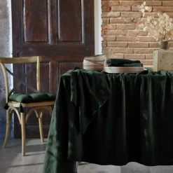 EMINZA Nappe rectangulaire gaze de coton (150 x 350 cm) Gaïa Vert sapin New