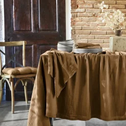 EMINZA Nappe rectangulaire gaze de coton (150 x 350 cm) Gaïa Camel Discount