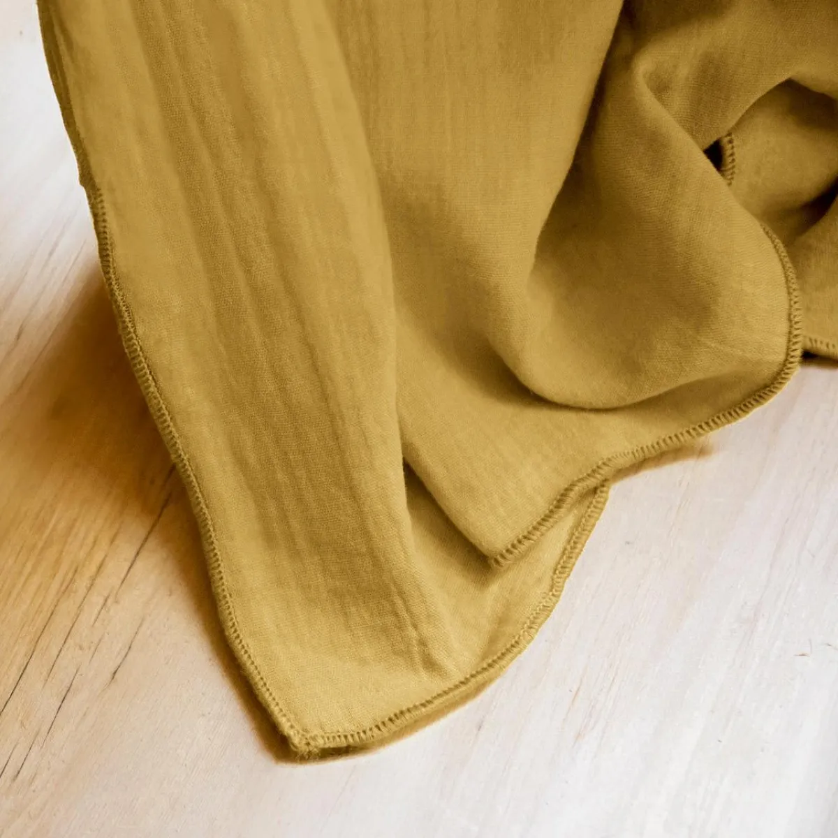 EMINZA Nappe rectangulaire gaze de coton (150 x 250 cm) Gaïa Jaune safran Discount