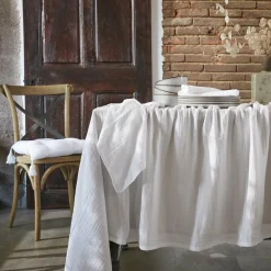 EMINZA Nappe rectangulaire gaze de coton (150 x 350 cm) Gaïa chantilly Blanc Clearance