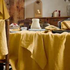 EMINZA Nappe rectangulaire lin lavé (170 x 350 cm) Louise Jaune moutarde Sale