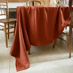 EMINZA Nappe rectangulaire lin lavé (170 x 250 cm) Louise Terracotta Hot