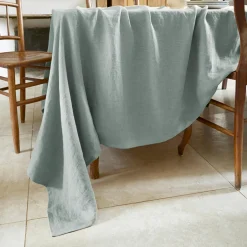 EMINZA Nappe rectangulaire lin lavé (170 x 350 cm) Louise Vert Eucalyptus Sale
