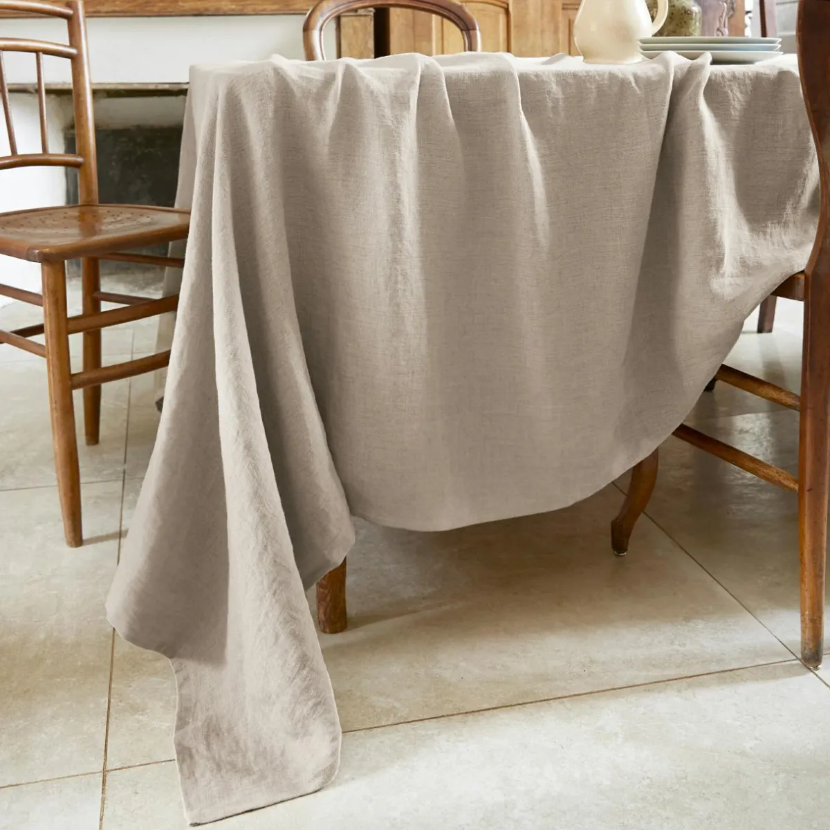 EMINZA Nappe rectangulaire lin lavé (170 x 350 cm) Louise Beige Clearance