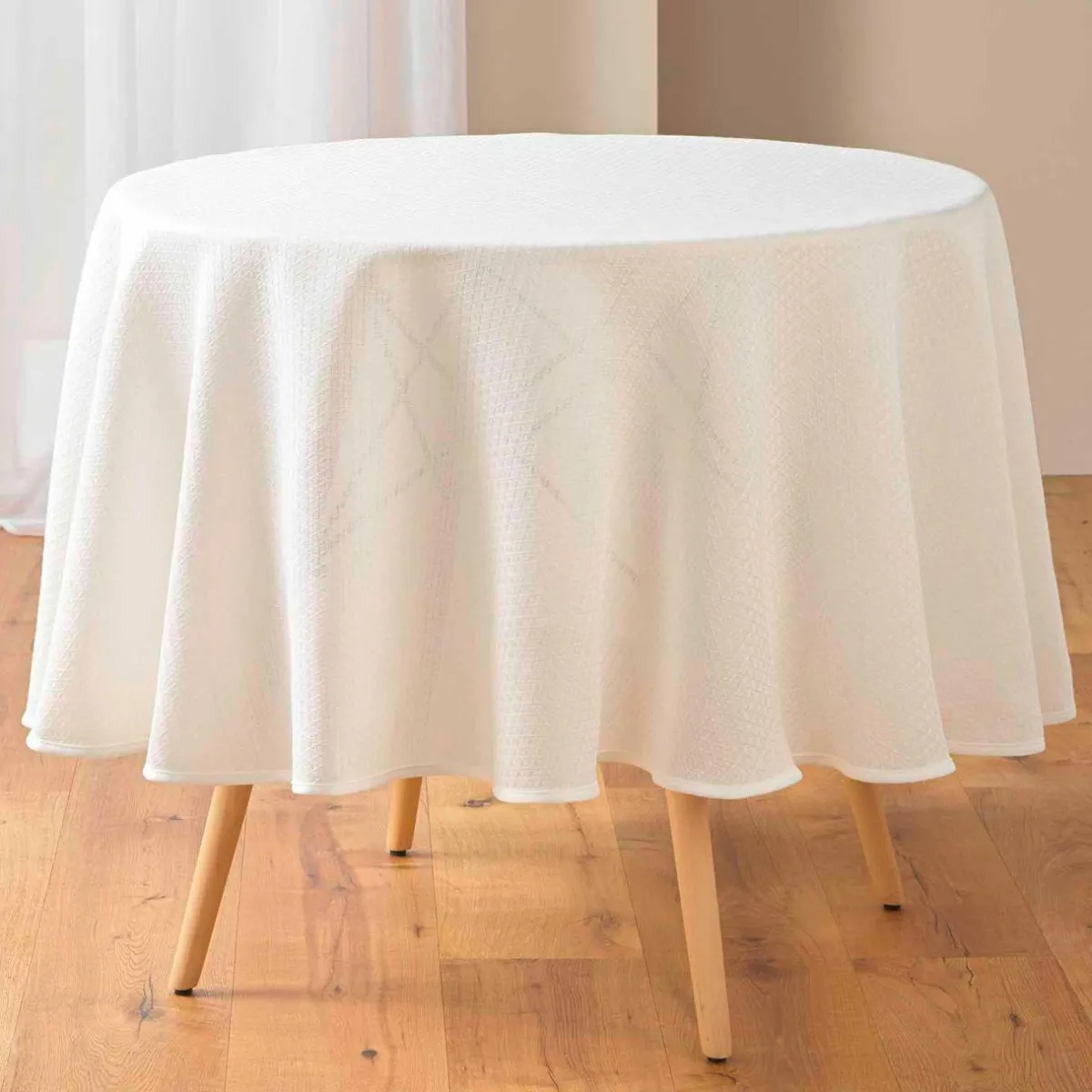 douceur d'intu017drieur Nappe Ronde (180 cm) Stella he Blanc Outlet