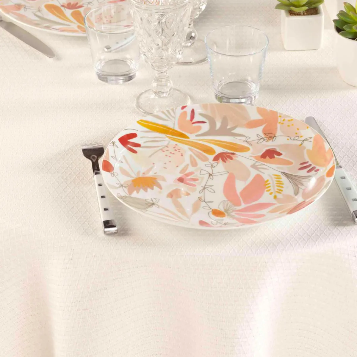 douceur d'intu017drieur Nappe Ronde (180 cm) Stella he Blanc Outlet