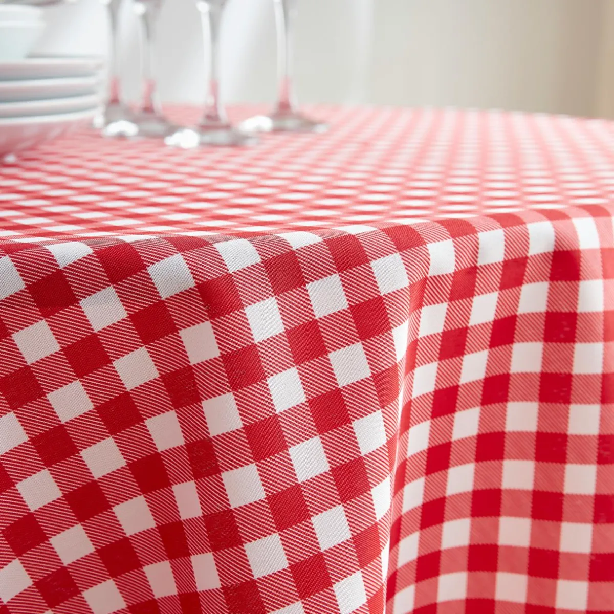 EMINZA Nappe ronde anti tache (180 cm) Elise Vichy Rouge Vichy-rouge Sale
