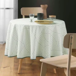 DOUCEUR D'INTERIEUR Nappe ronde anti tache (180 cm) Linea he Blanc Discount