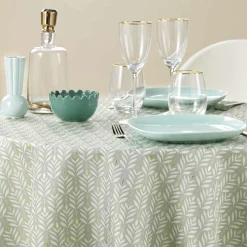 douceur d'intu017drieur Nappe ronde anti tache (180 cm) Piana Vert sauge Discount