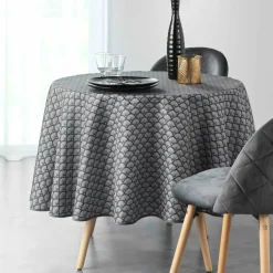 DOUCEUR D'INTERIEUR Nappe ronde anti tache (D180 cm) Artchic Gris Anthracite Sale
