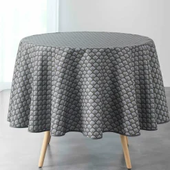 DOUCEUR D'INTERIEUR Nappe ronde anti tache (D180 cm) Artchic Gris Anthracite Sale