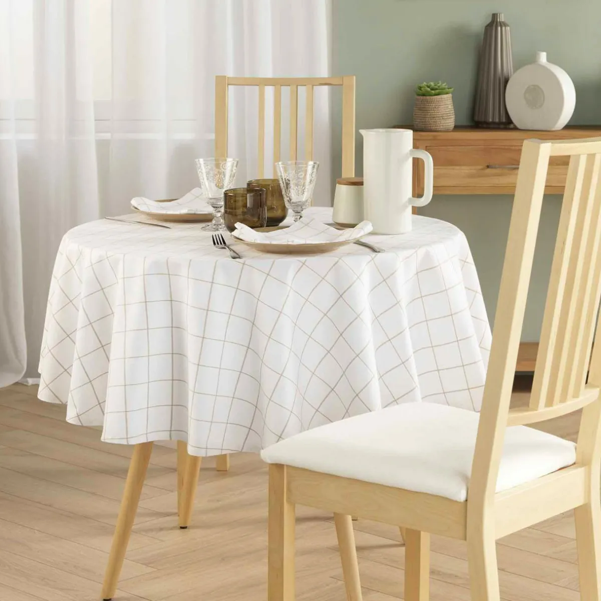 douceur d'intu017drieur Nappe ronde coton (180 cm) Axel he Blanc Online