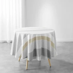 douceur d'intu017drieur Nappe ronde coton tissé (180 cm) Iliade he Blanc Sale