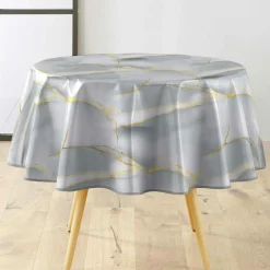 douceur d'intu017drieur Nappe ronde enduite PVC (160 cm) Marbrelle e Gris Clearance