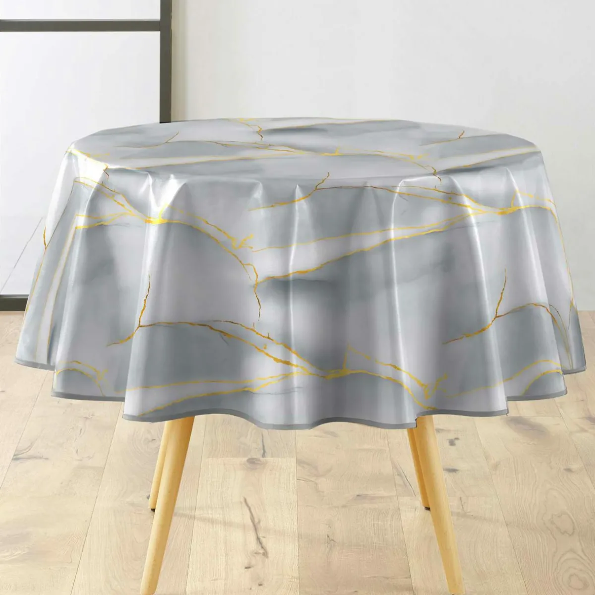 douceur d'intu017drieur Nappe ronde enduite PVC (160 cm) Marbrelle e Gris Clearance