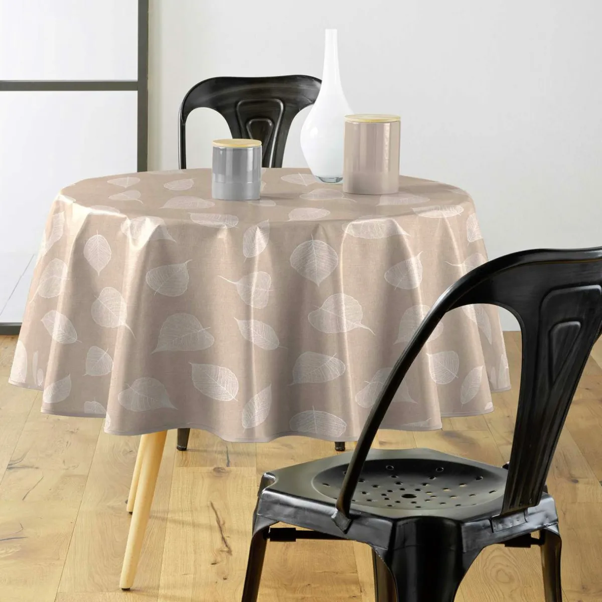 douceur d'intu017drieur Nappe ronde enduite PVC (160 cm) Feuillys he Blanc New