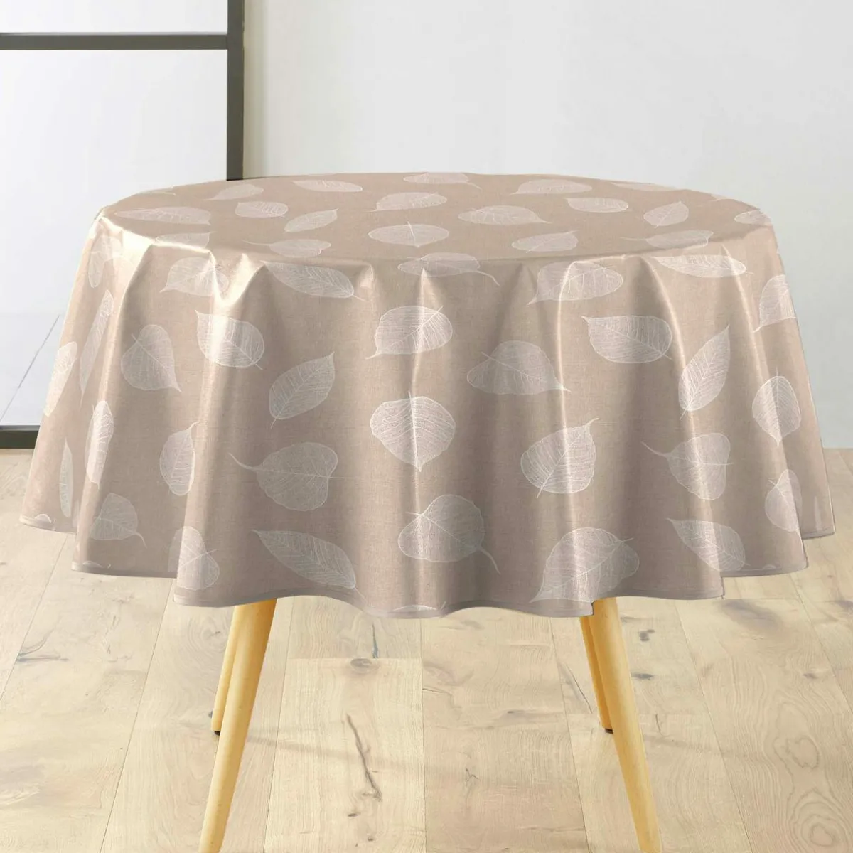 douceur d'intu017drieur Nappe ronde enduite PVC (160 cm) Feuillys he Blanc New