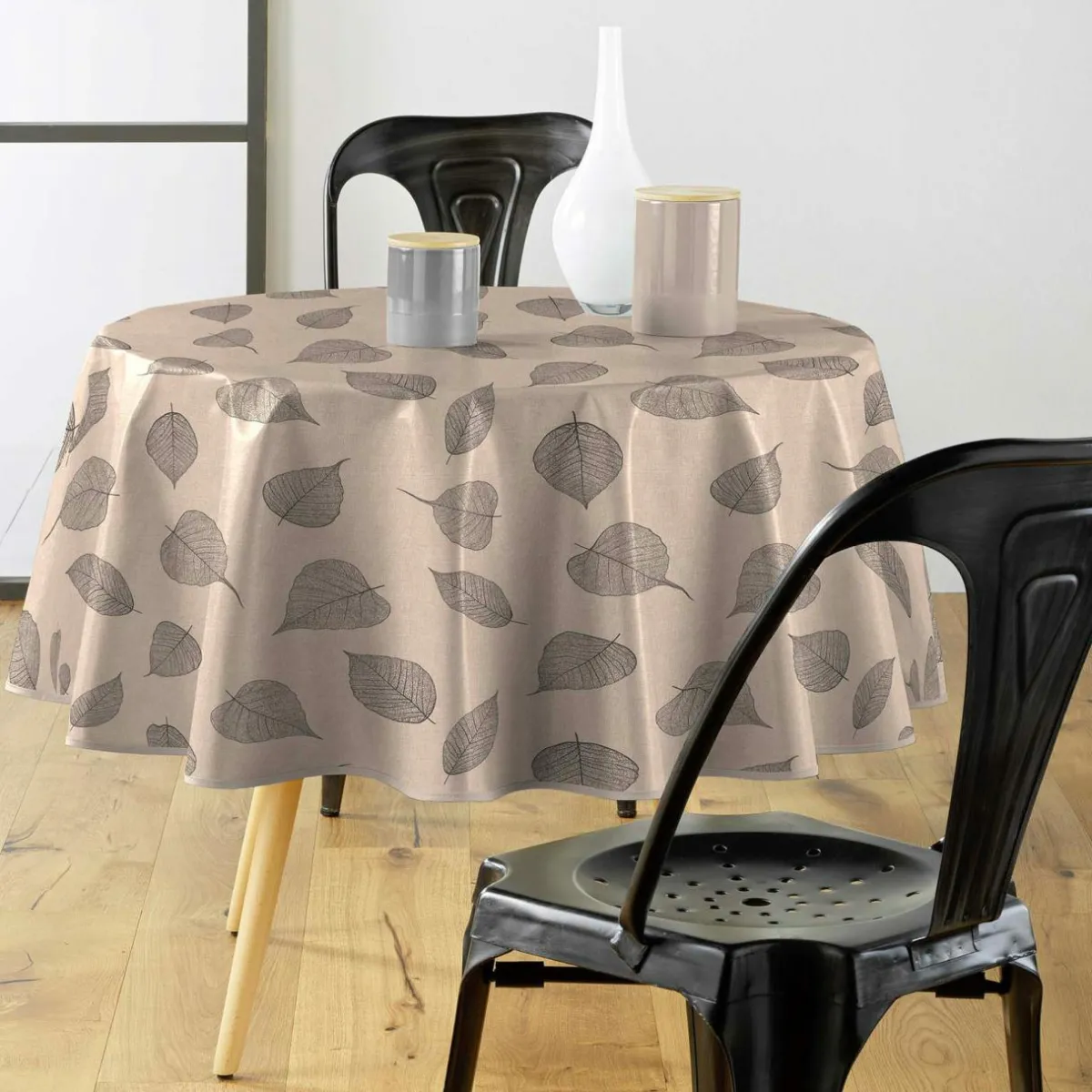 douceur d'intu017drieur Nappe ronde enduite PVC (160 cm) Feuillys Beige Hot
