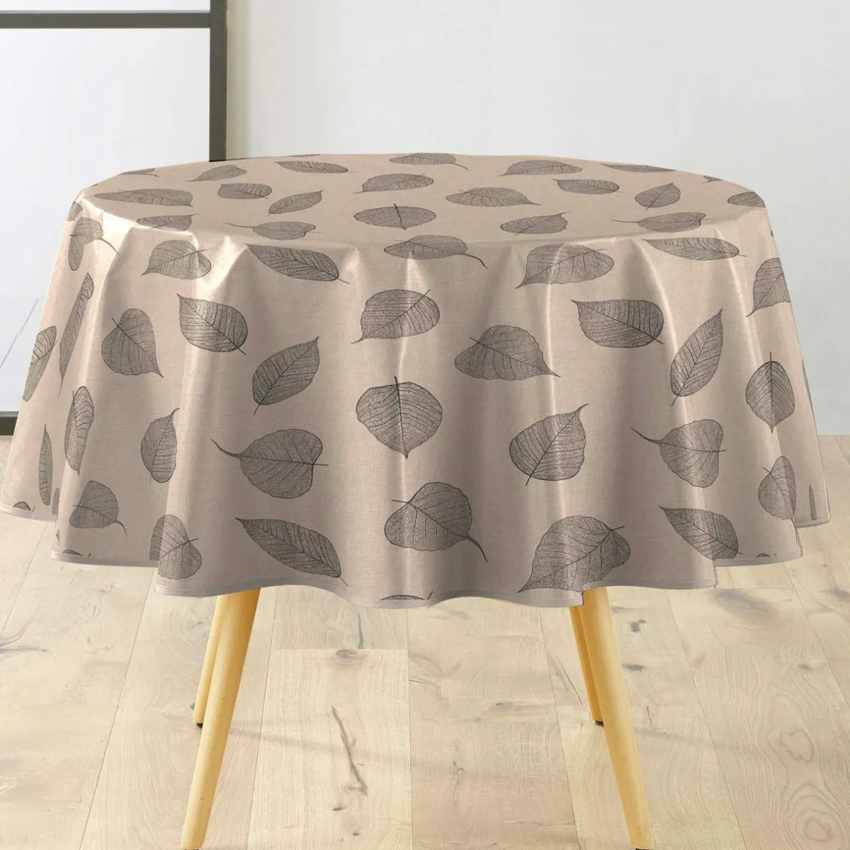 douceur d'intu017drieur Nappe ronde enduite PVC (160 cm) Feuillys Beige Hot