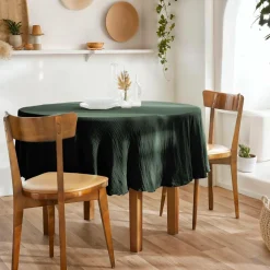 EMINZA Nappe ronde gaze de coton (180 cm) Gaïa Vert sapin Discount