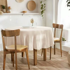 EMINZA Nappe ronde gaze de coton (180 cm) Gaïa Rose poudré Discount