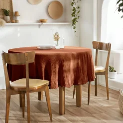 EMINZA Nappe ronde gaze de coton (180 cm) Gaïa Terracotta Discount