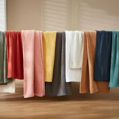 EMINZA Nappe ronde gaze de coton (180 cm) Gaïa Gris nuage Gris clair Outlet