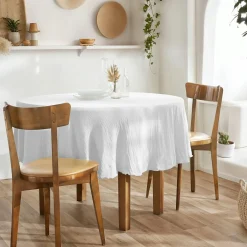 EMINZA Nappe ronde gaze de coton (180 cm) Gaïa chantilly Blanc Outlet