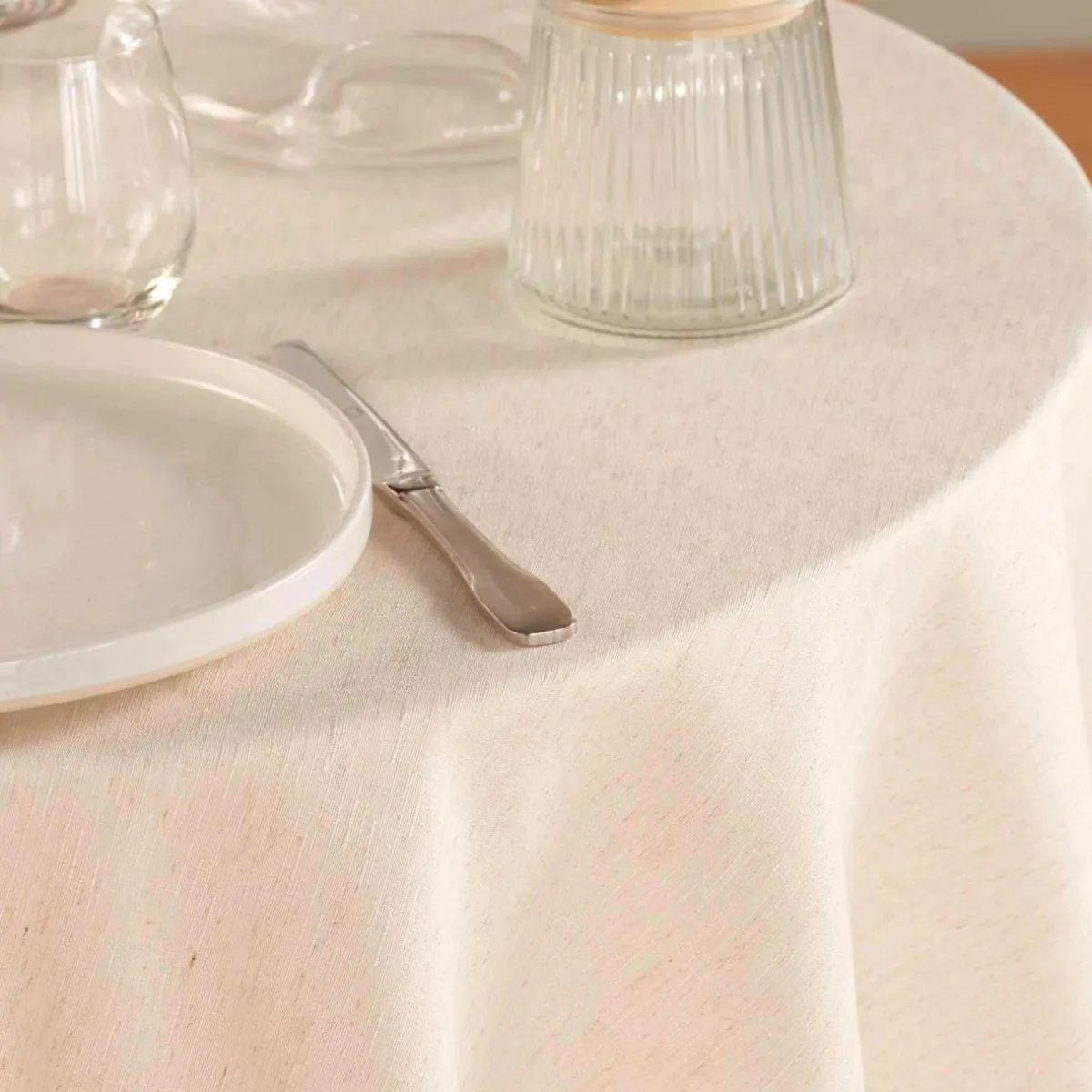 douceur d'intu017drieur Nappe ronde lin (180 cm) Pauline Écru Ecru Sale