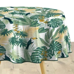 DOUCEUR D'INTERIEUR Nappe ronde tissu PVC (D160 cm) Guyana e Vert Hot