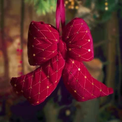 KAEMINGK Noeud de Noël en velours (H19 cm) Courchevel pailleté Rouge Online