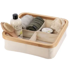 TENDANCE Organisateur carré pliable 4 compartiments (L30 x H10 cm) Purebamboo Ecru Clearance