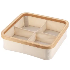 TENDANCE Organisateur carré pliable 4 compartiments (L30 x H10 cm) Purebamboo Ecru Clearance