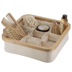 TENDANCE Organisateur carré pliable 9 compartiments (L30 x H10 cm) Purebamboo Ecru Hot