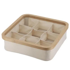 TENDANCE Organisateur carré pliable 9 compartiments (L30 x H10 cm) Purebamboo Ecru Hot
