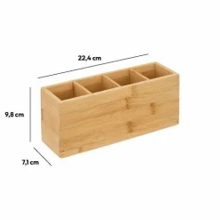 5 Five Simply Smart Organisateur de maquillage 4 compartiments Bambou Naturel